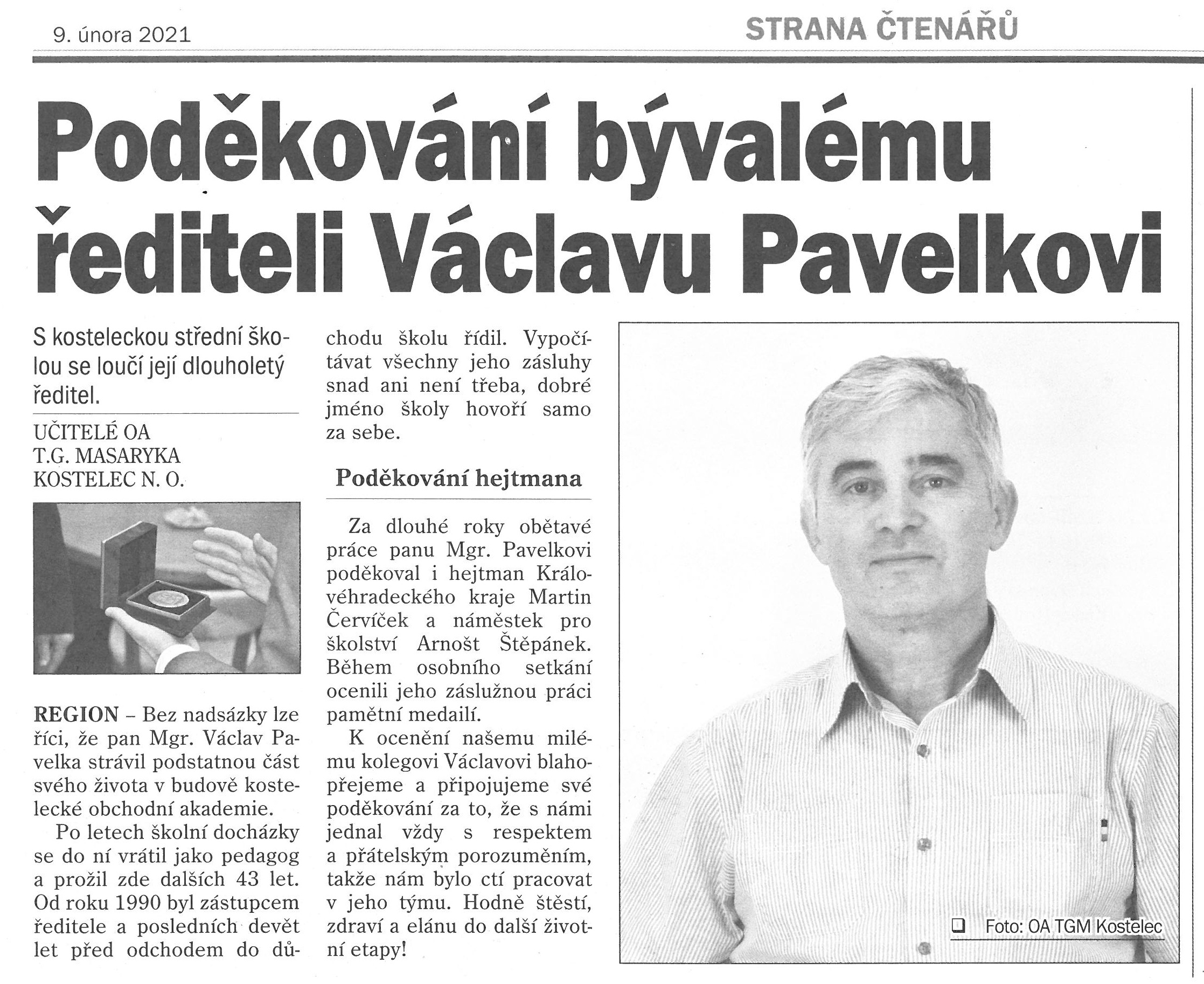 článek z novin - Václav Pavelka