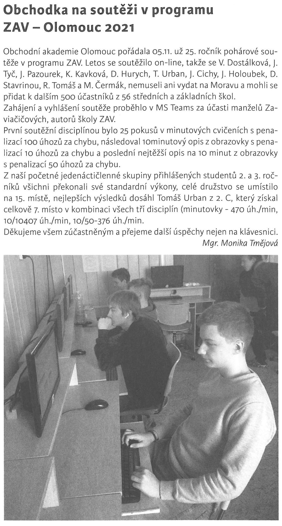 článek z novin - zpravodaj 12-2021