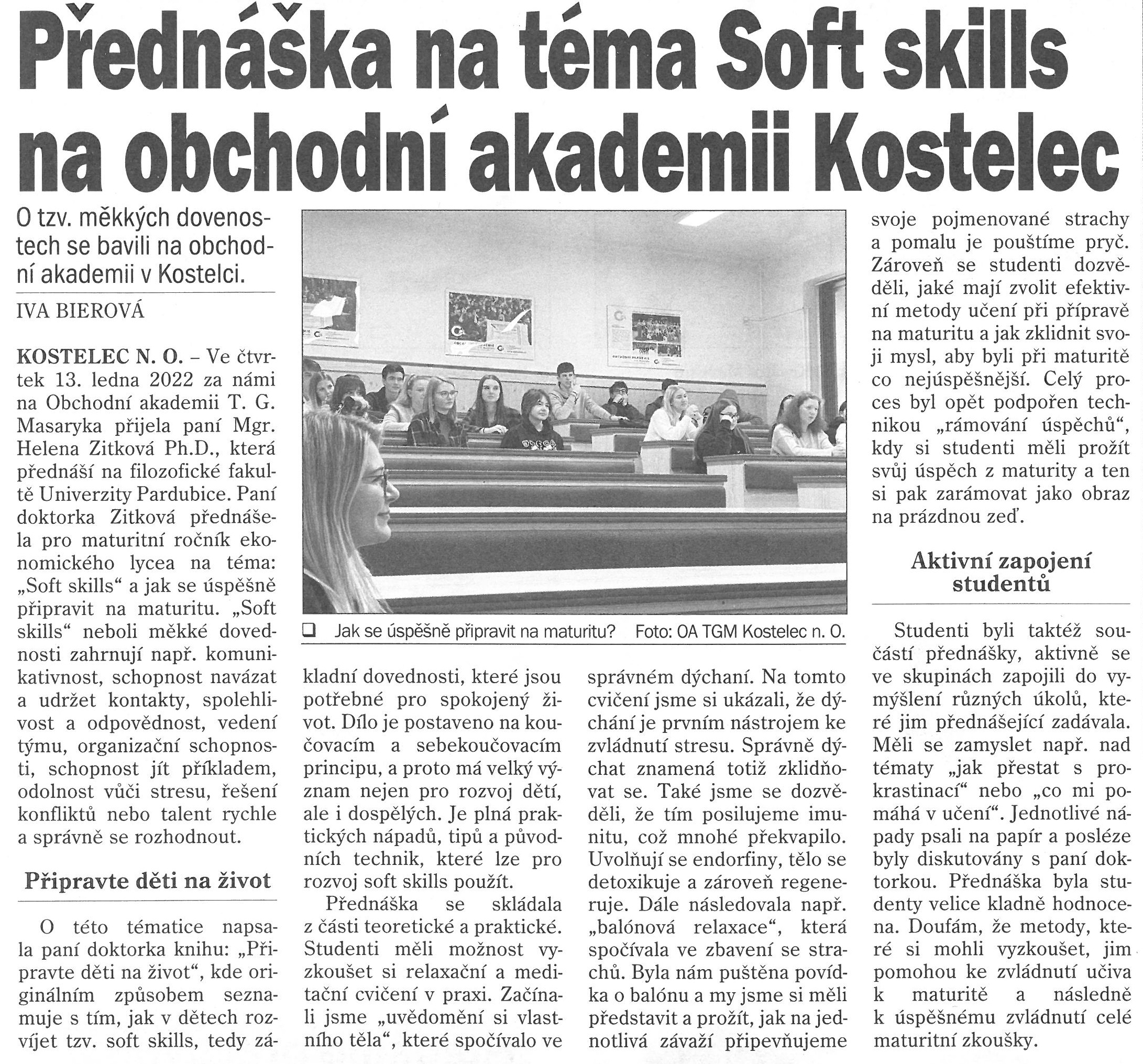 článek z novin - softskills
