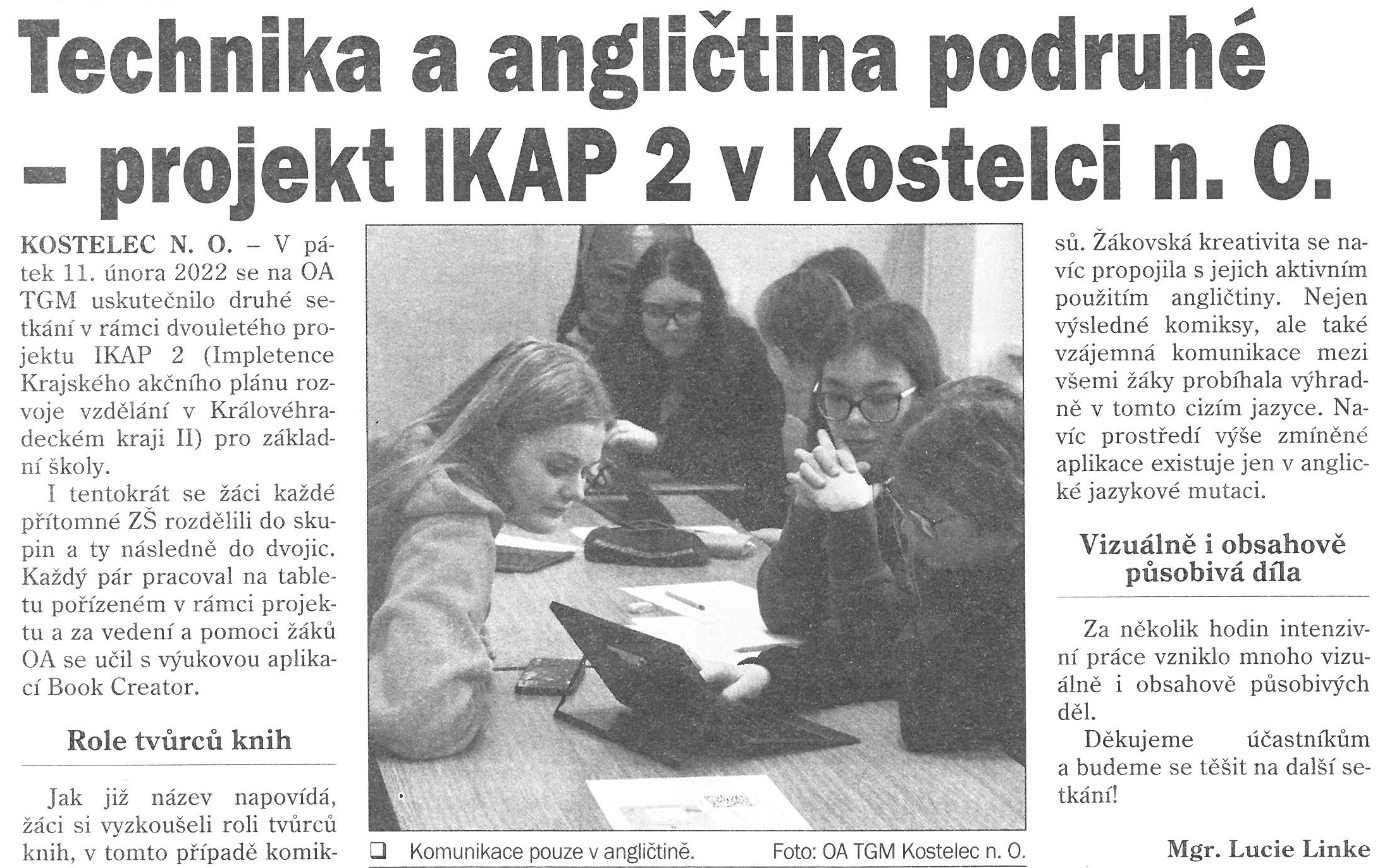 článek z novin - IKAP II.