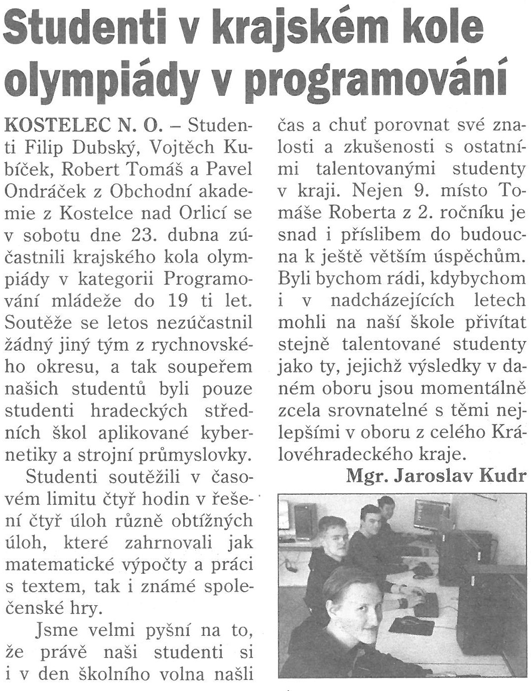 článek z novin - programování
