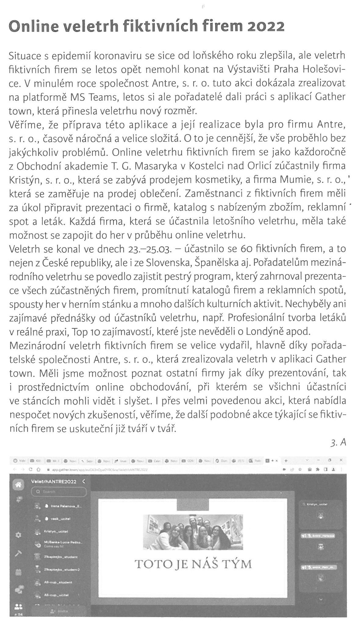 článek z novin - veletrh FIF online