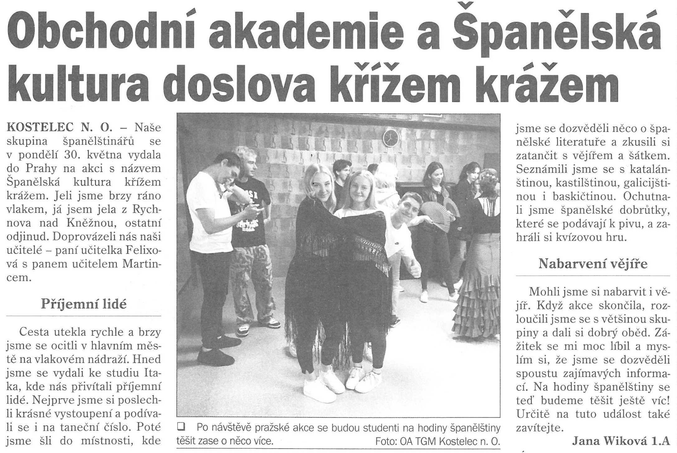 článek z novin - Špj křížem krážem