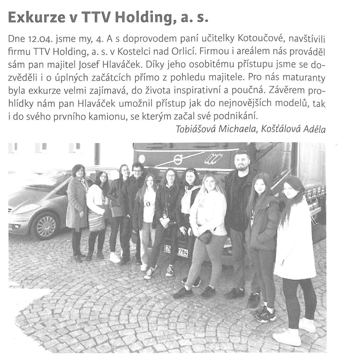 článek z novin - exkurze TTV